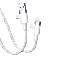 2-in-1 Multifunctional Data Cable 66W PD Fast Charging Dual-Use Type-C to IOS Dual USB Universal Int
