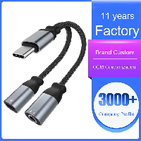 2-in-1 Type-C to 3.5mm Audio Adapter Cable Compatible Charging and Listening Earphones One-to-Two Sp