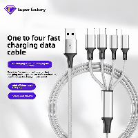 One-to-Four 3A Fast Charging Multi-Function Data Cable for Apple Type for Mobile Phones PVC Jacket 0