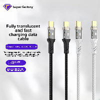 Transparent Glowing Braided PVC Charging Cable Gold-Plated Type-C Super Fast Charging Compatible for