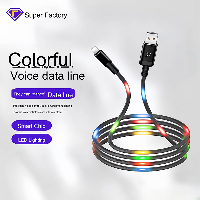 USB Luminous Voice-Activated Fast Charging Data Cable for Huawei for Apple Android Mobile Phones 2m 