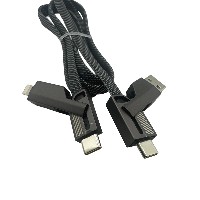 Customized 1M 3A Fast Charging 4-in-1 Flat Metal Case USB Android Power Bank Type-C Connector Nylon