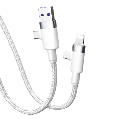 2-in-1 Multifunctional Data Cable 66W PD Fast Charging Dual-Use Type-C to IOS Dual USB Universal Int