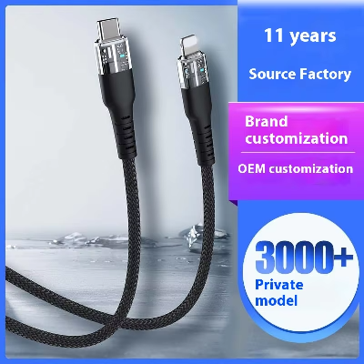 Factory Customization 60W PD Type-C Fully Transparent Charging Cable for Mobile Phones 10Gbps Fast D