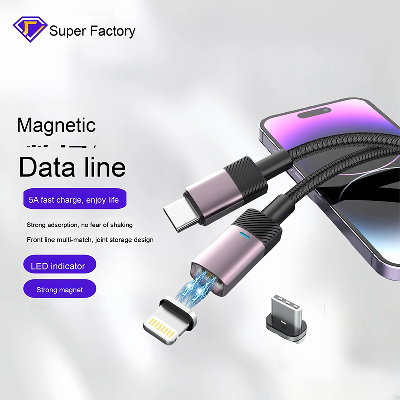 Magnetic 3-in-1 PD 30W Fast Charging Cable Flash Charging Compatible for Apple iPhone & for Huaw
