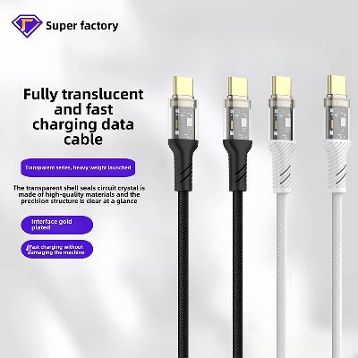 Transparent Glowing Braided PVC Charging Cable Gold-Plated Type-C Super Fast Charging Compatible for