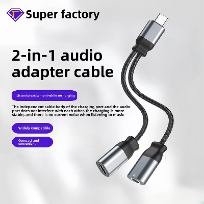 Wholesale 2-in-1 Type-C Braided Adapter New Condition Audio Cable for Listening Charging Compatible 