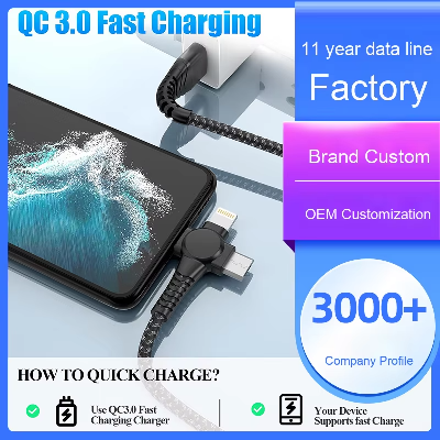 Wholesale 20W Fast Charging 3-in-1 Data Cable Multifunctional Charging Cable Earphone Compatible for