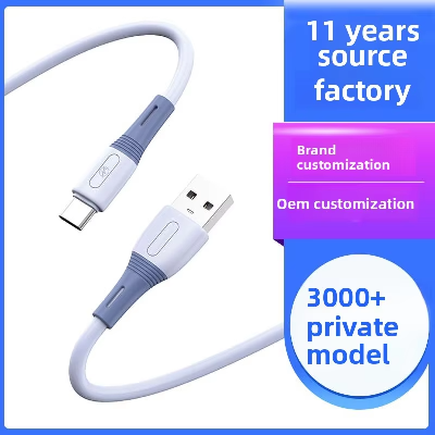 Wholesale Customized 2m Fast Charging Type Liquid Soft Glue Micro-USB Mobile Phone Charging Cable TP