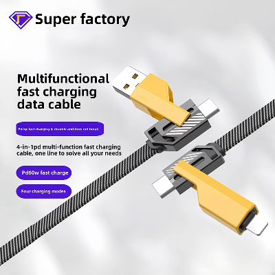 Zinc Alloy Pd Four-In-One for Huawei Super Fast Charging Type-C Cable Fast Charging Nylon Braid Mult