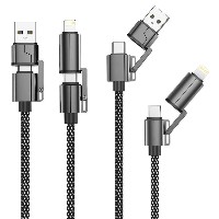 ST312 Zinc alloy 4-in-1 data cable  60W Type-C to Type-C＋30W Type-C to Lightning