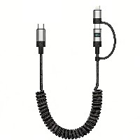 ST320 2 in 1 Coiled Display Data Cable 60W Type-C to Type-C /30W Type-C to Lightning