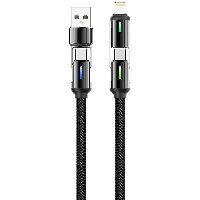 ST326 4 in 1 zinc alloy with LED Data Cable 60W Type-C to Type-C /30W Type-C to Lightning