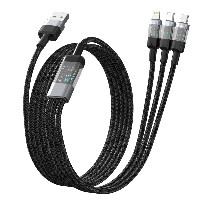 ST262 Digital display 3 in 1 data cable USB A to Type-C 18W/ USB A to Lightning 12W/ USB A to Micro 