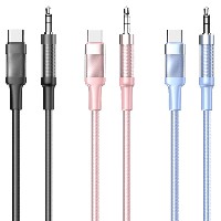 ST-YP-102 Transparent Braided Type-C to 3.5mm Audio Cable (Multi-Color Edition)