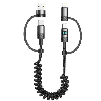 ST320 4 in 1 Coiled Display Data Cable 60W Type-C to Type-C /30W Type-C to Lightning