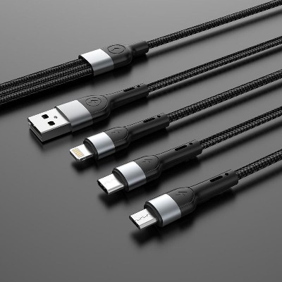 ST111 3 IN 1 charging data cable USB-LIGHTNING+MICRO+TYPE-C