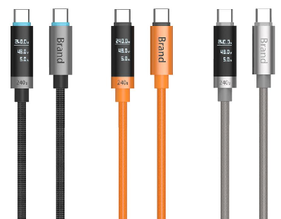 1M 240W Max Fast Charging OLED intelligent digital display braided data cable